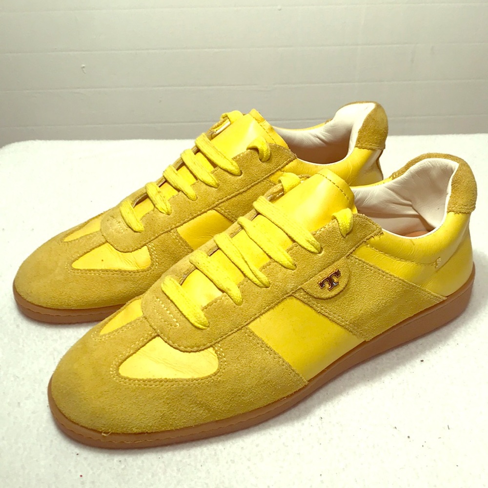 TORY BURCH MENS SNEAKERS, Yellow Leather/Suede 11